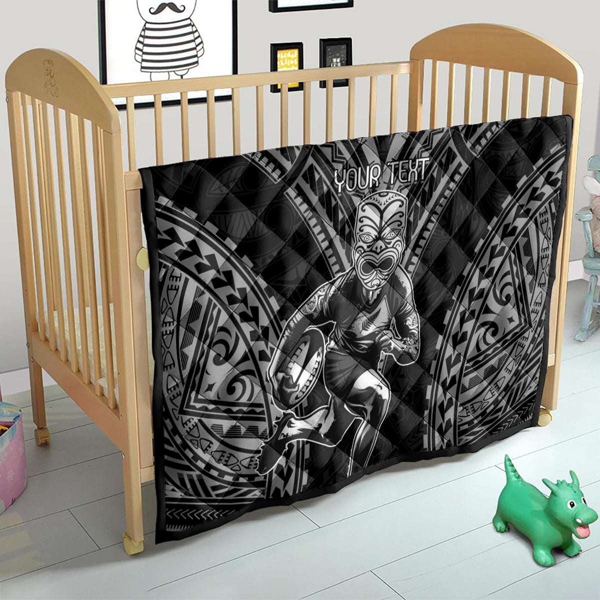 Custom New Zealand Rugby Quilt Maori All Black Warrior Tribal Tattoo