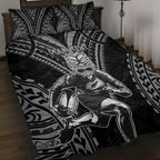 Custom New Zealand Rugby Quilt Bed Set Maori All Black Warrior Tribal Tattoo