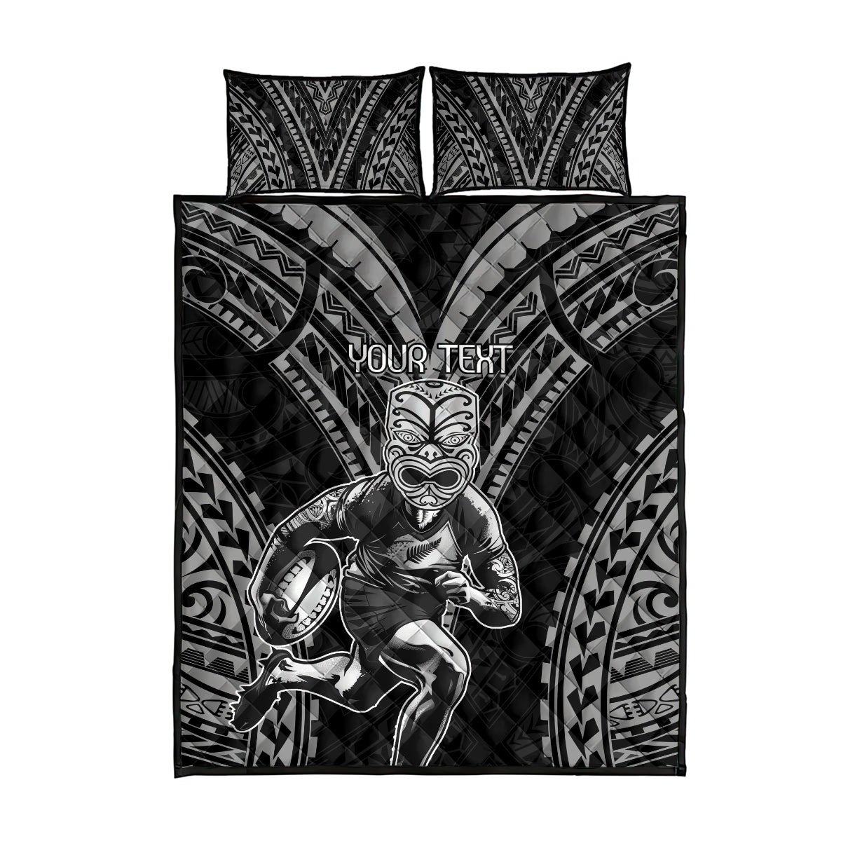 Custom New Zealand Rugby Quilt Bed Set Maori All Black Warrior Tribal Tattoo