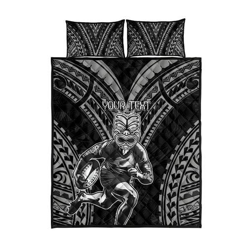 Custom New Zealand Rugby Quilt Bed Set Maori All Black Warrior Tribal Tattoo