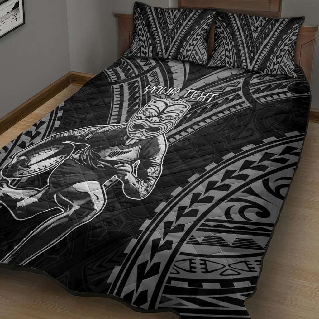 Custom New Zealand Rugby Quilt Bed Set Maori All Black Warrior Tribal Tattoo
