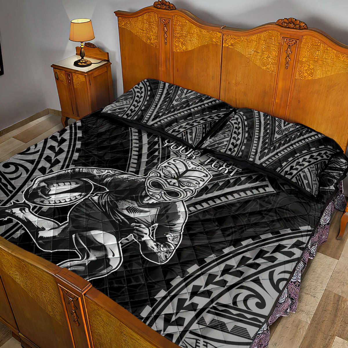 Custom New Zealand Rugby Quilt Bed Set Maori All Black Warrior Tribal Tattoo