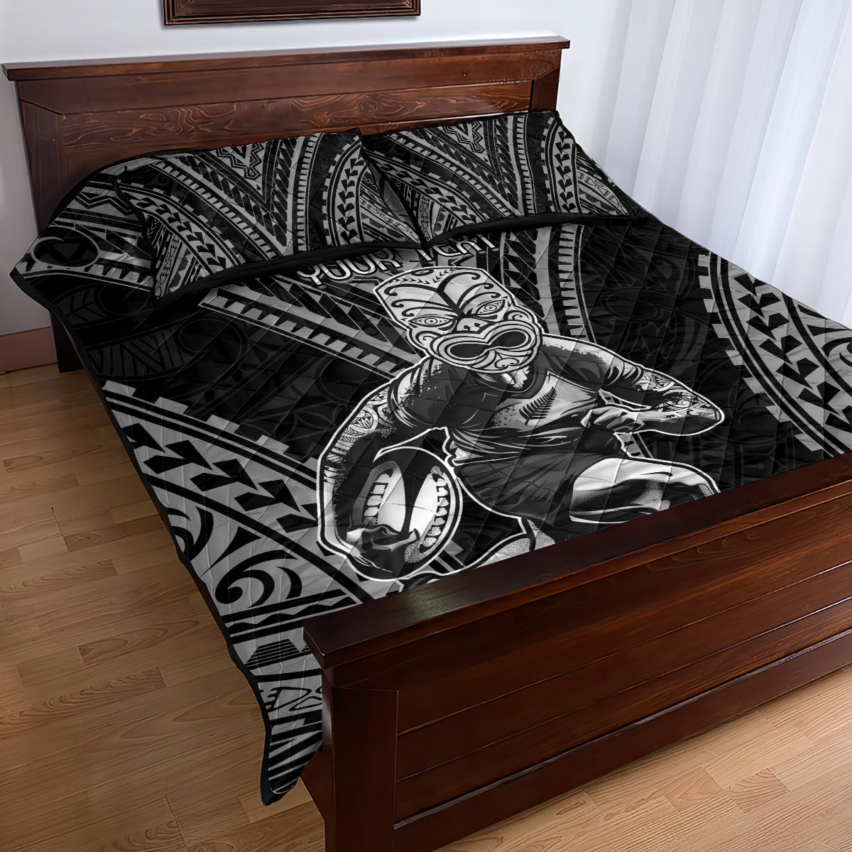 Custom New Zealand Rugby Quilt Bed Set Maori All Black Warrior Tribal Tattoo