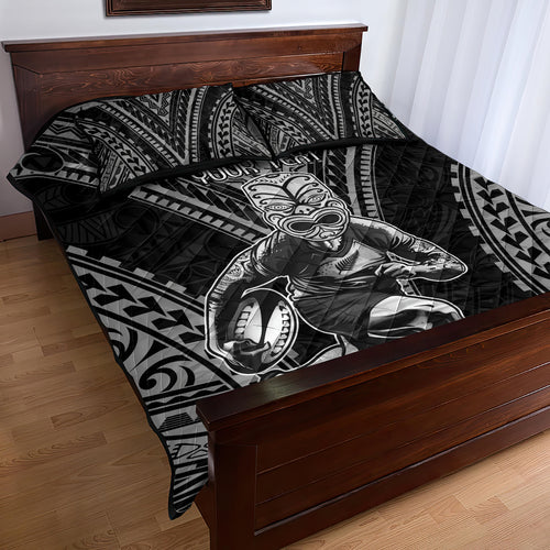 Custom New Zealand Rugby Quilt Bed Set Maori All Black Warrior Tribal Tattoo