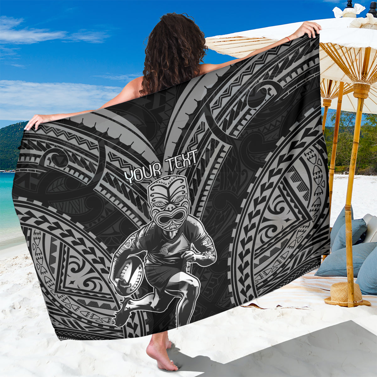 Custom New Zealand Rugby Sarong Maori All Black Warrior Tribal Tattoo