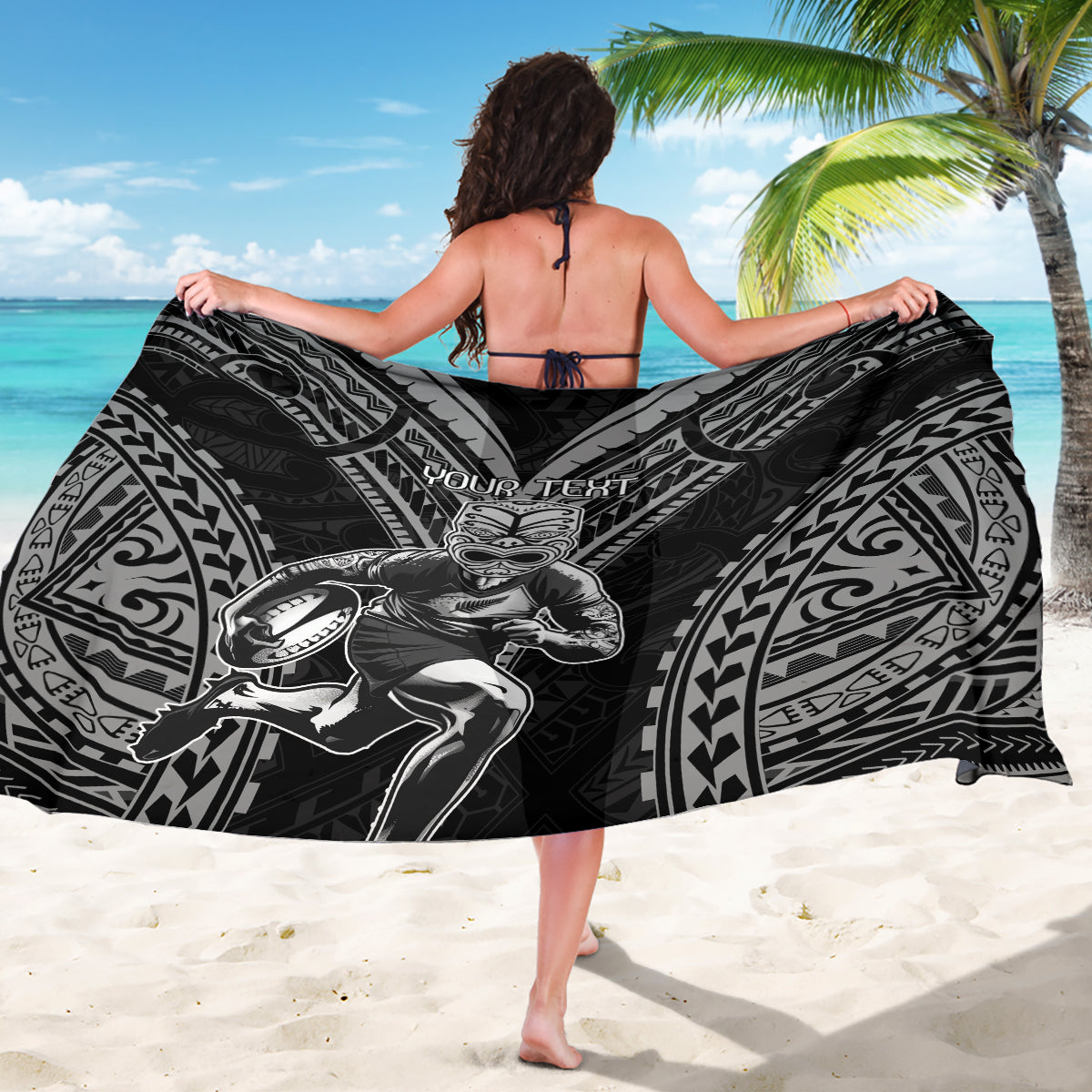 Custom New Zealand Rugby Sarong Maori All Black Warrior Tribal Tattoo