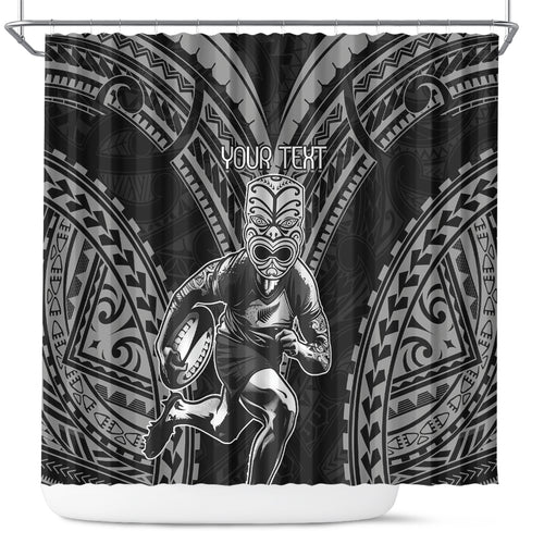 Custom New Zealand Rugby Shower Curtain Maori All Black Warrior Tribal Tattoo