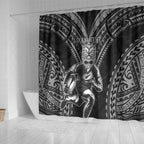 Custom New Zealand Rugby Shower Curtain Maori All Black Warrior Tribal Tattoo