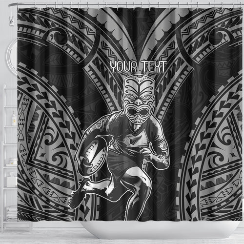 Custom New Zealand Rugby Shower Curtain Maori All Black Warrior Tribal Tattoo