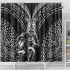 Custom New Zealand Rugby Shower Curtain Maori All Black Warrior Tribal Tattoo