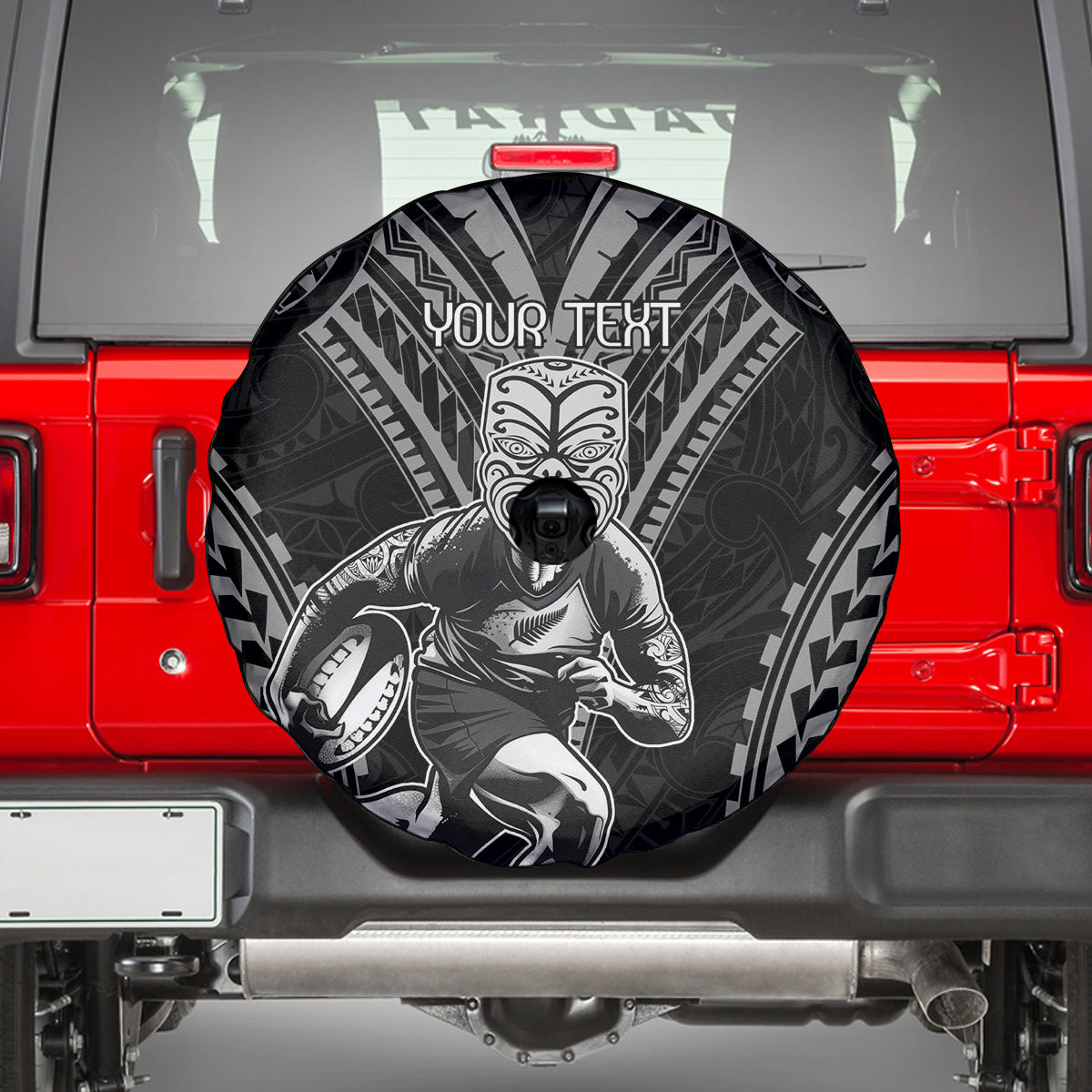 Custom New Zealand Rugby Spare Tire Cover Maori All Black Warrior Tribal Tattoo