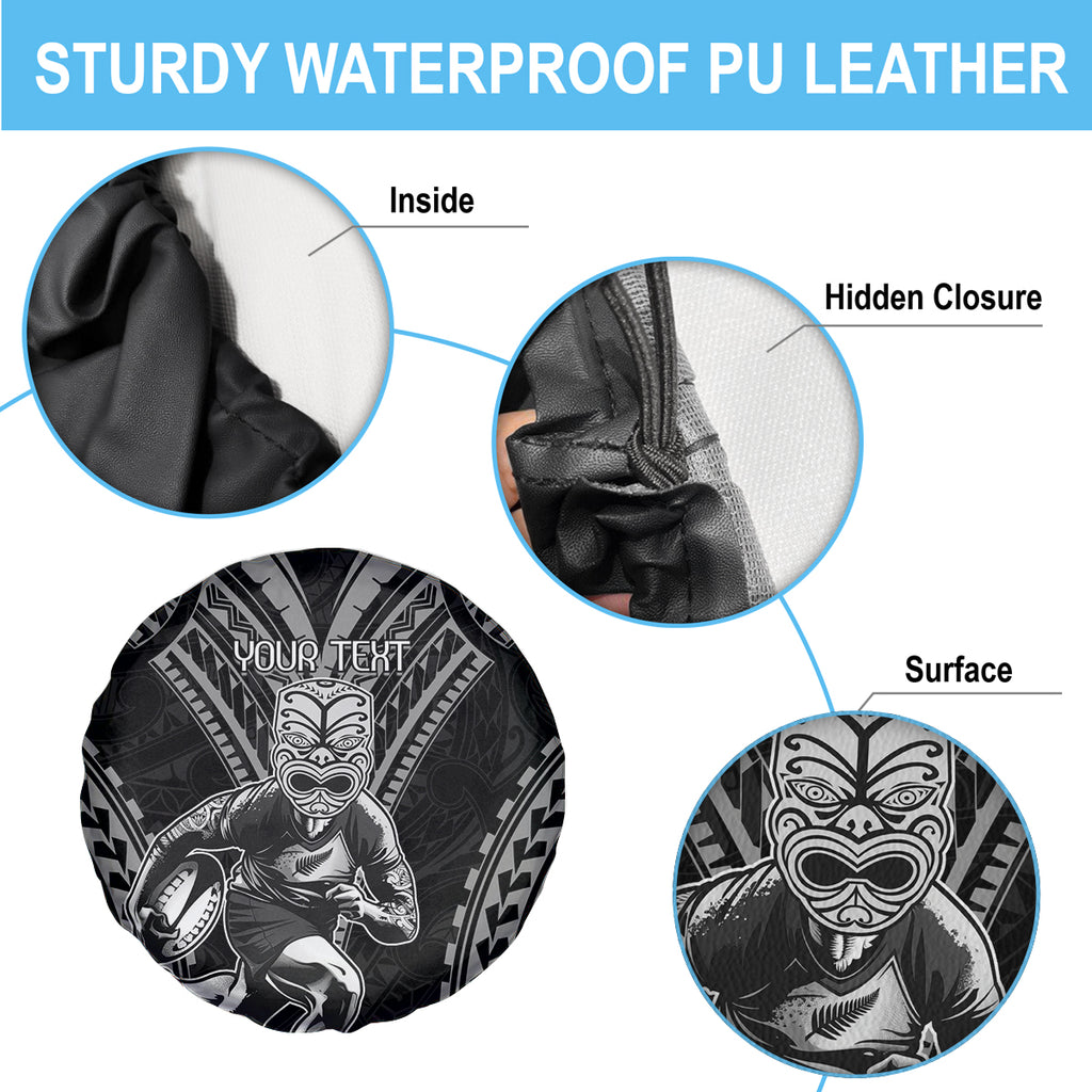 Custom New Zealand Rugby Spare Tire Cover Maori All Black Warrior Tribal Tattoo