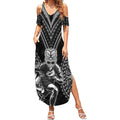 Custom New Zealand Rugby Summer Maxi Dress Maori All Black Warrior Tribal Tattoo