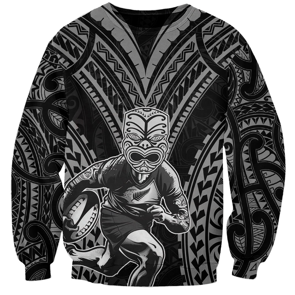 Custom New Zealand Rugby Sweatshirt Maori All Black Warrior Tribal Tattoo