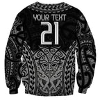 Custom New Zealand Rugby Sweatshirt Maori All Black Warrior Tribal Tattoo