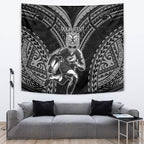 Custom New Zealand Rugby Tapestry Maori All Black Warrior Tribal Tattoo