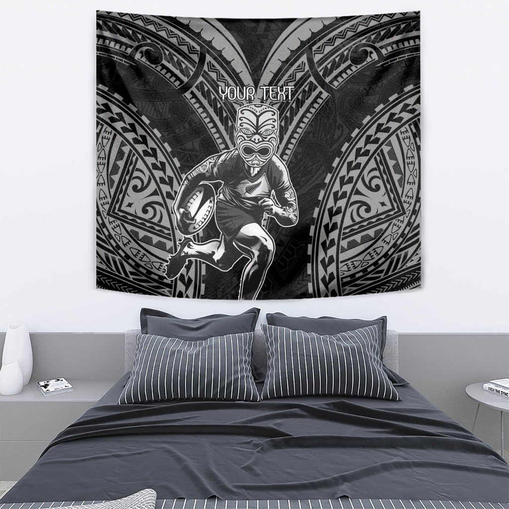 Custom New Zealand Rugby Tapestry Maori All Black Warrior Tribal Tattoo