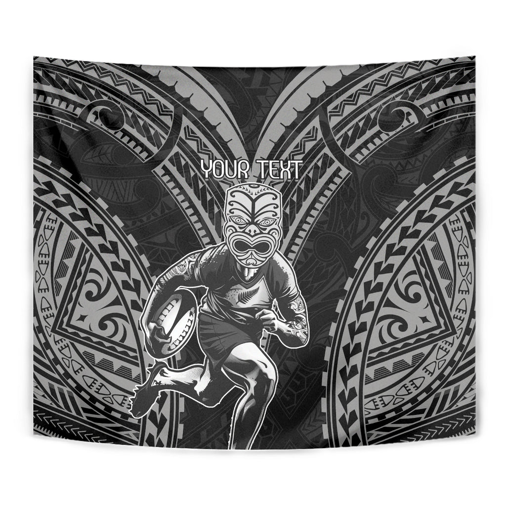 Custom New Zealand Rugby Tapestry Maori All Black Warrior Tribal Tattoo