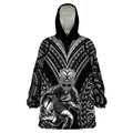 Custom New Zealand Rugby Wearable Blanket Hoodie Maori All Black Warrior Tribal Tattoo