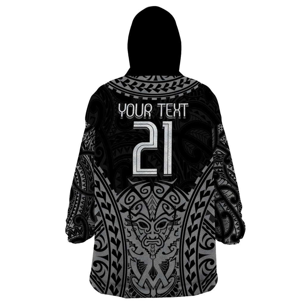 Custom New Zealand Rugby Wearable Blanket Hoodie Maori All Black Warrior Tribal Tattoo