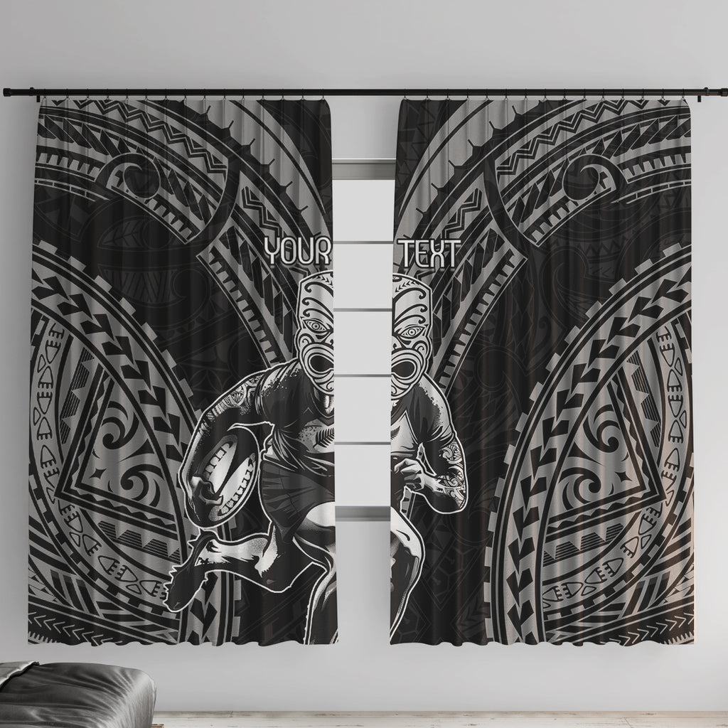 Custom New Zealand Rugby Window Curtain Maori All Black Warrior Tribal Tattoo