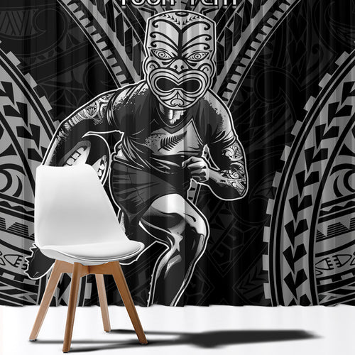 Custom New Zealand Rugby Window Curtain Maori All Black Warrior Tribal Tattoo
