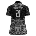 Custom New Zealand Rugby Women Polo Shirt Maori All Black Warrior Tribal Tattoo