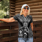 Custom New Zealand Rugby Women Polo Shirt Maori All Black Warrior Tribal Tattoo
