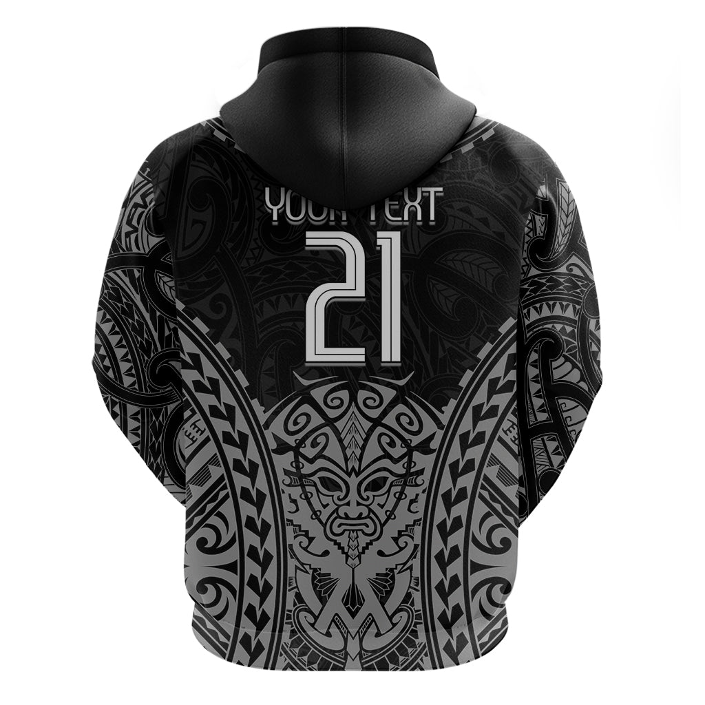 Custom New Zealand Rugby Zip Hoodie Maori All Black Warrior Tribal Tattoo