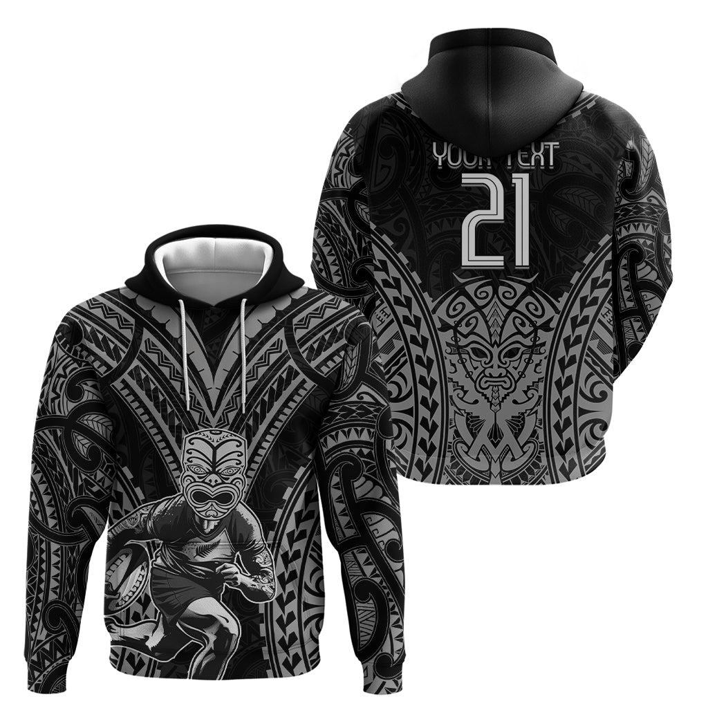 Custom New Zealand Rugby Zip Hoodie Maori All Black Warrior Tribal Tattoo