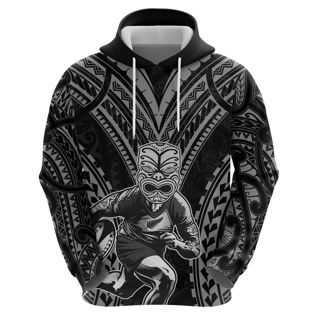 Custom New Zealand Rugby Zip Hoodie Maori All Black Warrior Tribal Tattoo