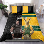 Custom New Zealand and Australia Rugby Bedding Set Kangroo and Maori Warrior Together