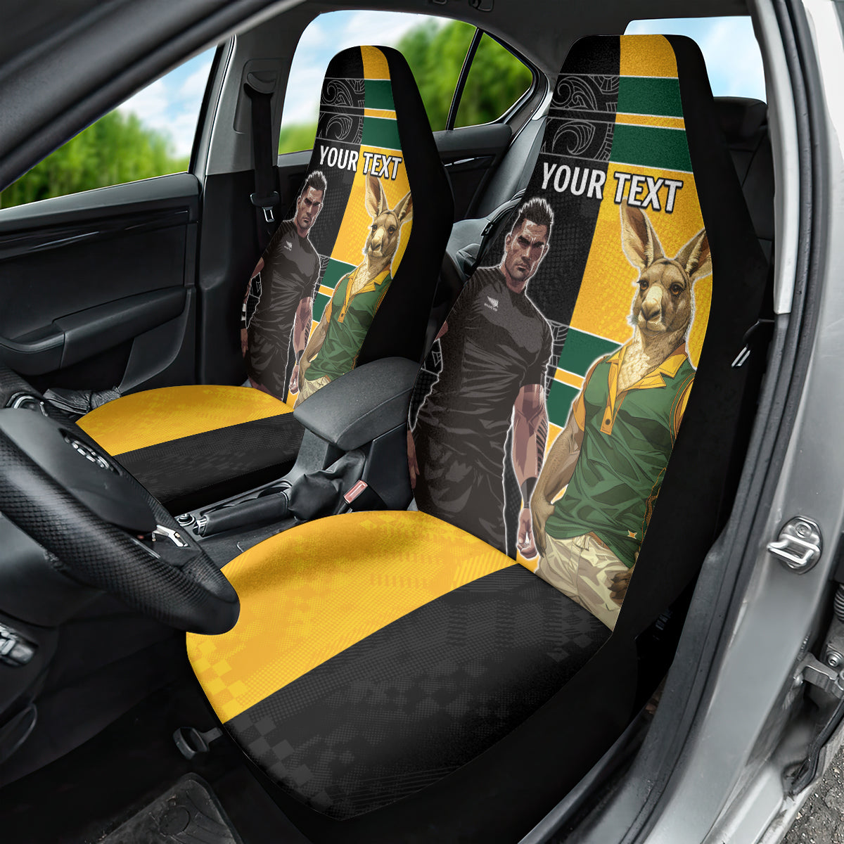 Custom New Zealand and Australia Rugby Car Seat Cover Kangroo and Maori Warrior Together