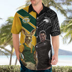 Custom New Zealand and Australia Rugby Hawaiian Shirt Kangroo and Maori Warrior Together