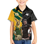 Custom New Zealand and Australia Rugby Hawaiian Shirt Kangroo and Maori Warrior Together