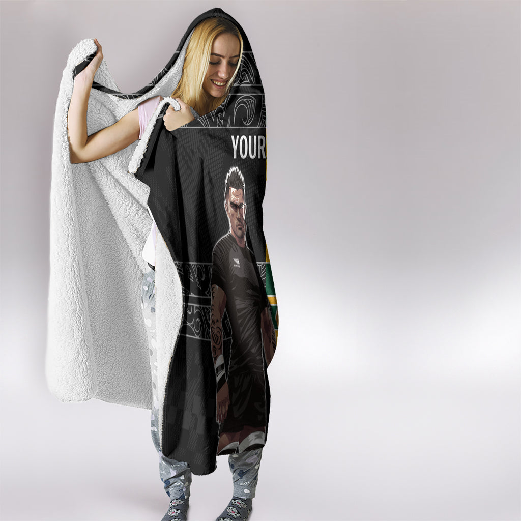 Custom New Zealand and Australia Rugby Hooded Blanket Kangroo and Maori Warrior Together
