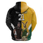Custom New Zealand and Australia Rugby Hoodie Kangroo and Maori Warrior Together