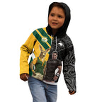 Custom New Zealand and Australia Rugby Kid Hoodie Kangroo and Maori Warrior Together
