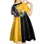 Custom New Zealand and Australia Rugby Kid Short Sleeve Dress Kangroo and Maori Warrior Together