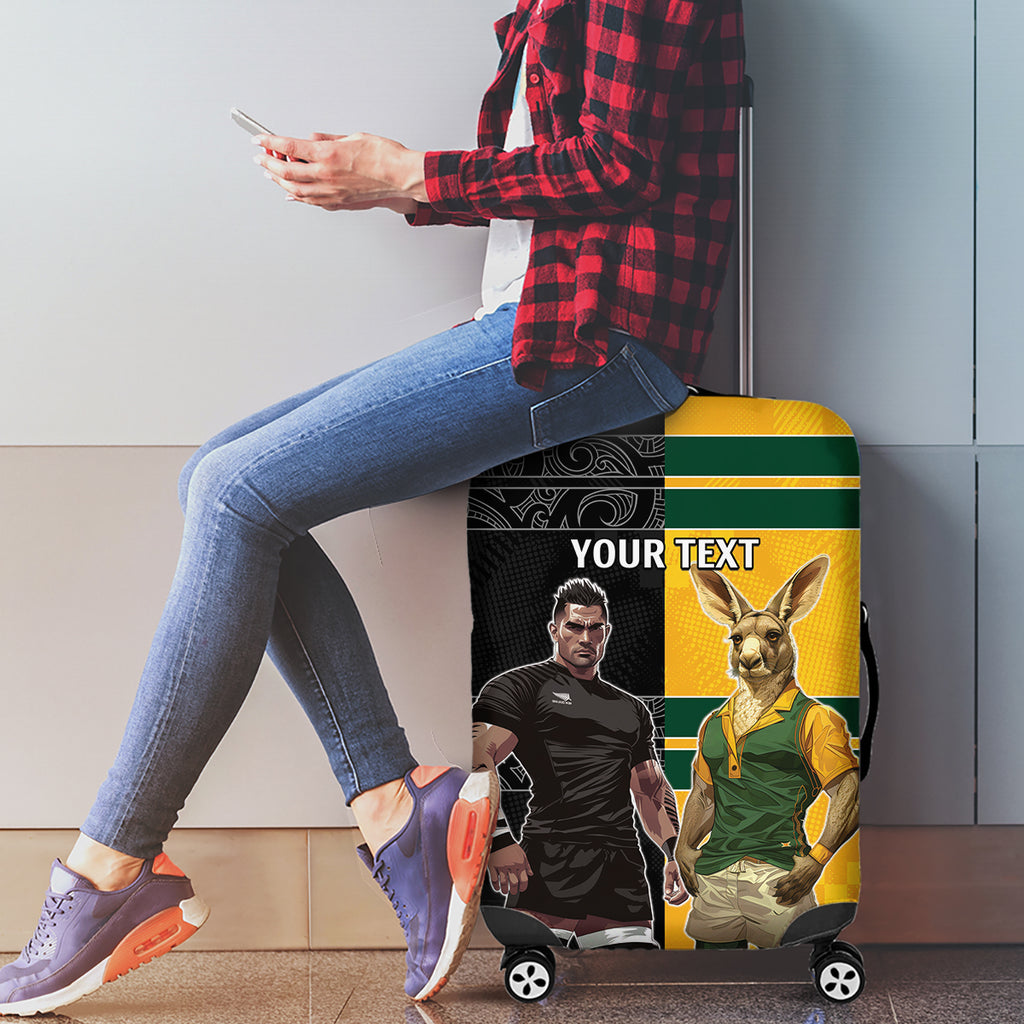 Custom New Zealand and Australia Rugby Luggage Cover Kangroo and Maori Warrior Together