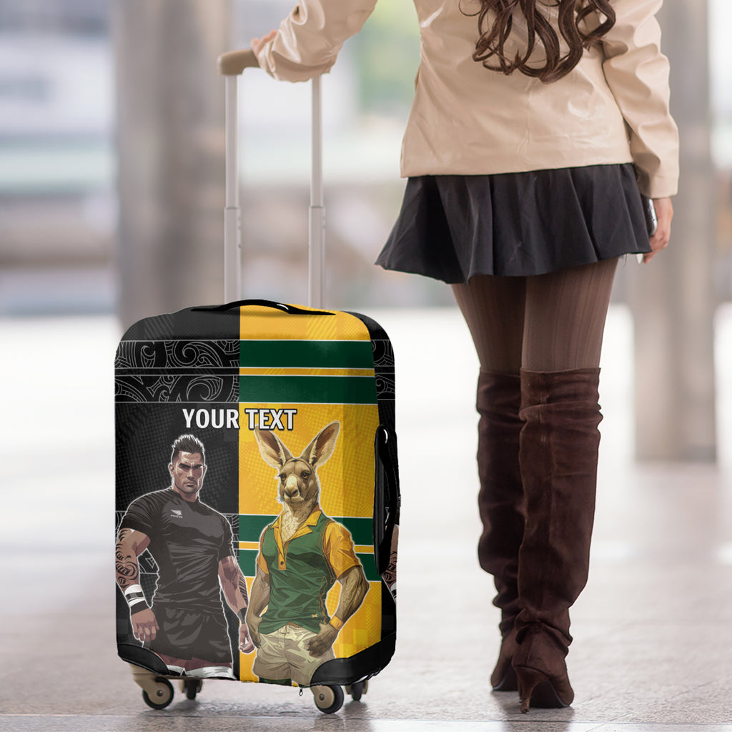 Custom New Zealand and Australia Rugby Luggage Cover Kangroo and Maori Warrior Together