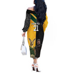 Custom New Zealand and Australia Rugby Off The Shoulder Long Sleeve Dress Kangroo and Maori Warrior Together