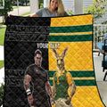 Custom New Zealand and Australia Rugby Quilt Kangroo and Maori Warrior Together