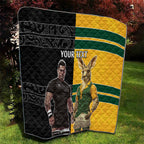 Custom New Zealand and Australia Rugby Quilt Kangroo and Maori Warrior Together