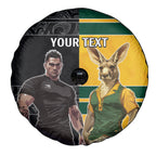 Custom New Zealand and Australia Rugby Spare Tire Cover Kangroo and Maori Warrior Together