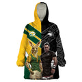 Custom New Zealand and Australia Rugby Wearable Blanket Hoodie Kangroo and Maori Warrior Together