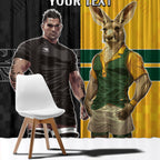 Custom New Zealand and Australia Rugby Window Curtain Kangroo and Maori Warrior Together