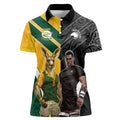 Custom New Zealand and Australia Rugby Women Polo Shirt Kangroo and Maori Warrior Together