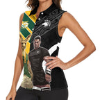 Custom New Zealand and Australia Rugby Women Sleeveless Polo Shirt Kangroo and Maori Warrior Together