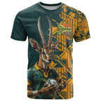Custom South Africa Rugby T Shirt The Springboks Mascot Sporty Version